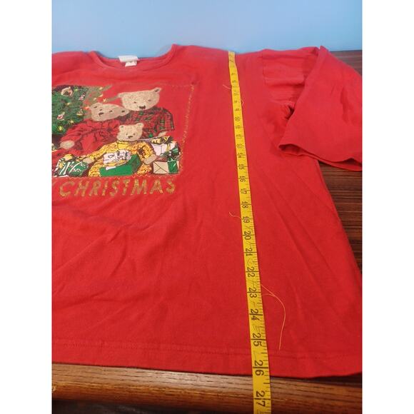 Vintage Sweet Blondie XL Christmas Shirt Teddy Bear Christmas Red Long Sleeve - Picture 5 of 9